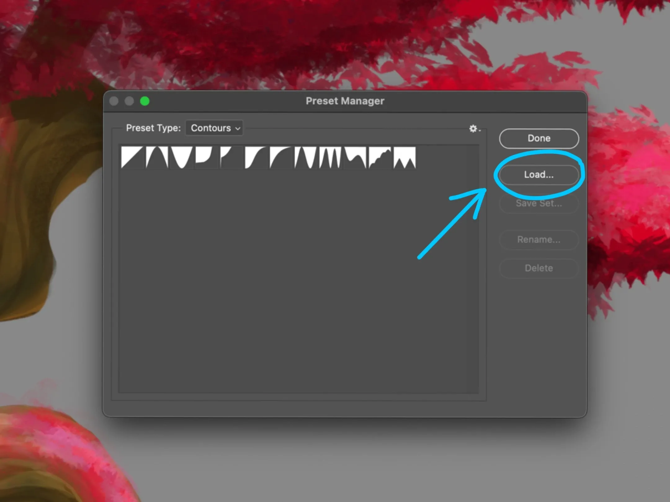 Photoshop Brush Settings panel opened via F5 with shape dynamics, scattering, and texture options visible