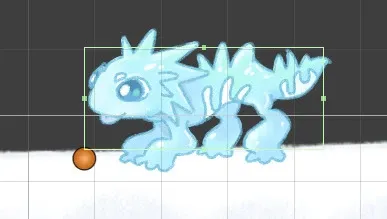 Unity gameplay view showing the final collider in action: the player can no longer pass through the sprite boundary